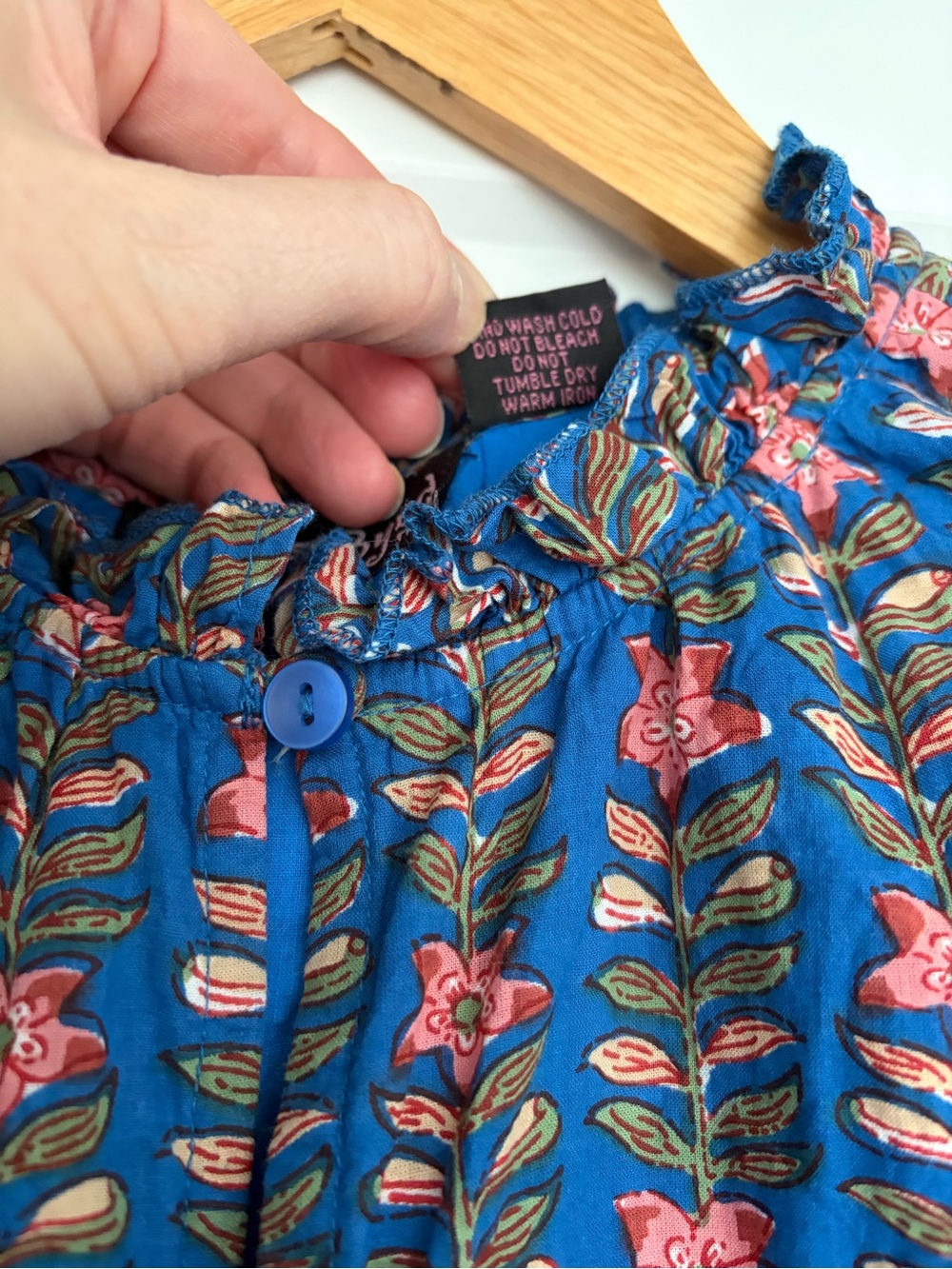 Liza Byrd Brilliant Blue Block Print Tiered Maxi Dress - Picture 5 of 6